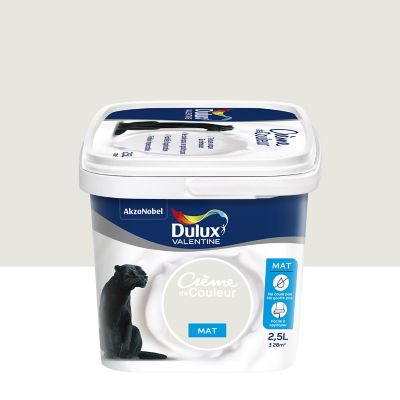 Peinture murs plafonds et boiseries Crème de Couleur Dulux Valentine mat cœur d'amande 2,5L