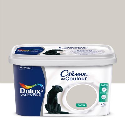 Peinture murs plafonds et boiseries Crème de Couleur Dulux Valentine satin galet 2,5L