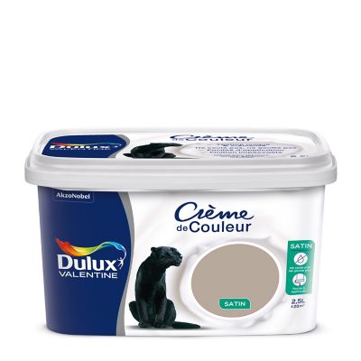 Peinture murs plafonds et boiseries Crème de Couleur Dulux Valentine satin gazelle 2,5L