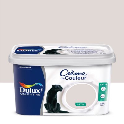 Peinture murs plafonds et boiseries Crème de Couleur Dulux Valentine satin lin brut 2,5L