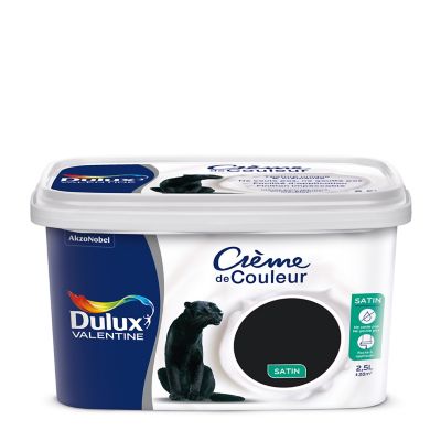 Peinture murs plafonds et boiseries Crème de Couleur Dulux Valentine satin noir 2,5L