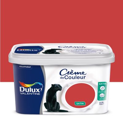 Peinture murs plafonds et boiseries Crème de Couleur Dulux Valentine satin rouge design 2,5L