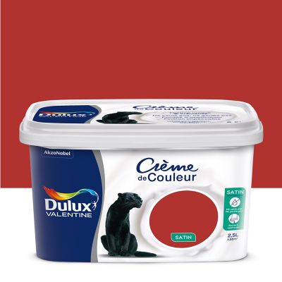 Peinture murs plafonds et boiseries Crème de Couleur Dulux Valentine satin rouge madras 2,5L