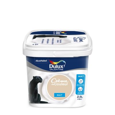 Peinture murs plafonds et boiseries Crème de Couleur Dulux Valentine mat biscuit 2,5L