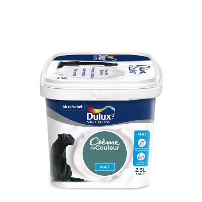 Peinture murs plafonds et boiseries Crème de Couleur Dulux Valentine mat eucalyptus 2,5L