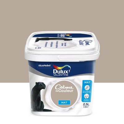Peinture murs plafonds et boiseries Crème de Couleur Dulux Valentine mat gazelle 2,5L