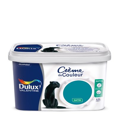 Peinture murs plafonds et boiseries Crème de Couleur Dulux Valentine satin acapulco 2,5L