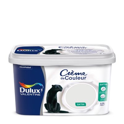 Peinture murs plafonds et boiseries Crème de Couleur Dulux Valentine satin blanc intense 2,5L