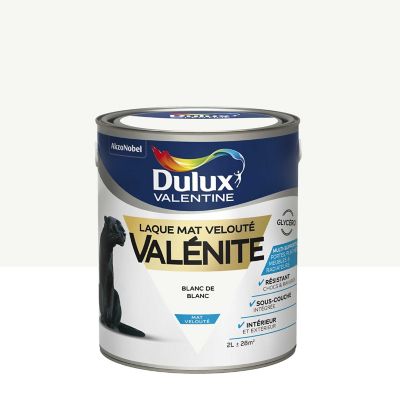 Peinture laque pour boiseries Valénite Dulux Valentine mat blanc de blanc 2L