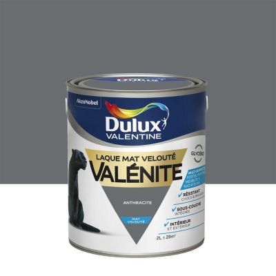 Laque boiseries et métal Valénite Dulux Valentine mat gris anthracite 2L