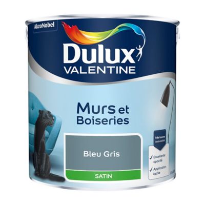 Peinture murs et boiseries Dulux Valentine bleu gris satin 2,5L | Castorama
