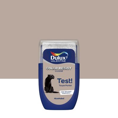 Testeur de peinture Color Resist cuisine Dulux Valentine mat taupe parfait 30ml