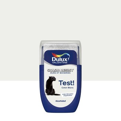 Testeur de peinture Color Resist murs et boiseries Dulux Valentine mat coton blanc 30ml