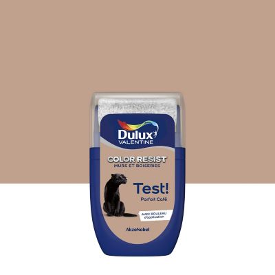 Testeur de peinture Color Resist murs et boiseries Dulux Valentine mat parfait café 30ml