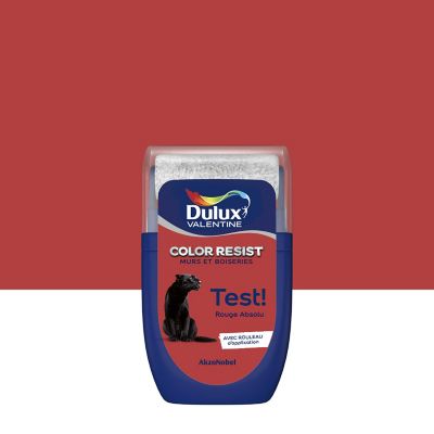 Testeur de peinture Color Resist murs et boiseries Dulux Valentine mat rouge absolu 30ml