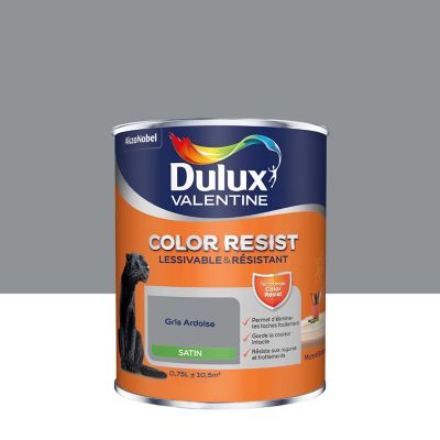 Peinture murs et boiseries Color Resist Dulux Valentine satin gris ardoise 0,75L