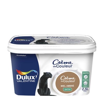 Peinture murs plafonds et boiseries Crème de Couleur Dulux Valentine satin miel ambré 2,5L