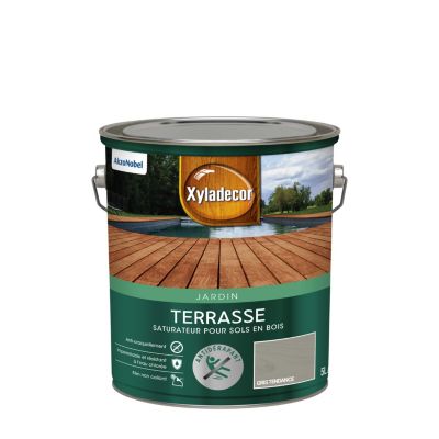 Saturateur extérieur pour abris, terrasse et palissades en bois Xyladecor mat 5L gris