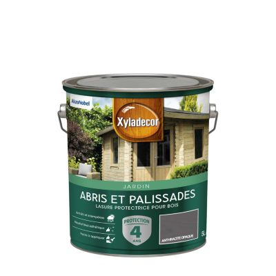 Lasure extérieure de protection pour abris et palissades en bois Xyladecor mat 5L anthracite