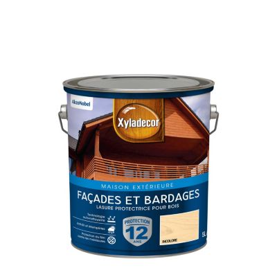 Lasure extérieure de protection pour façades et bardages Xyladecor satin 5L incolore