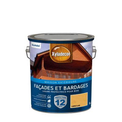 Lasure extérieure de protection pour façades et bardages Xyladecor satin 5L lin foncé