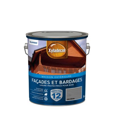 Lasure extérieure de protection pour façades et bardages Xyladecor satin 5L gris urbain