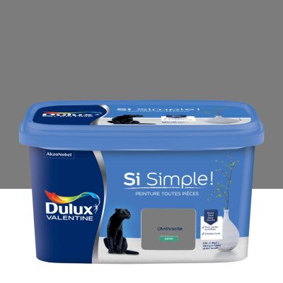 Peinture intérieure couleur Si Simple ! Dulux Valentine satin gris l'anthracite 2.5L