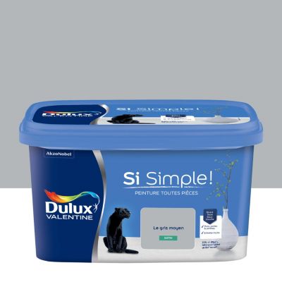 Peinture intérieure couleur Si Simple ! Dulux Valentine satin le gris moyen 2.5L