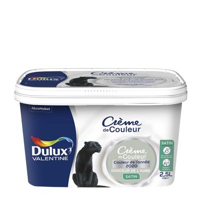 Peinture murs plafonds et boiseries Crème de Couleur Dulux Valentine satin douceur de l'aube 2,5L