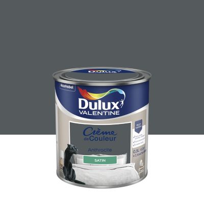 Peinture Crème de Couleur Dulux Valentine satin anthracite 0,5L