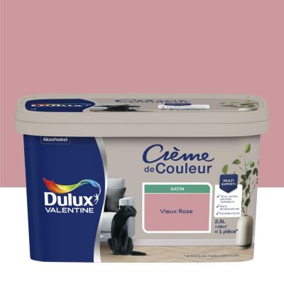 Peinture intérieure couleur Crème De Couleur Dulux Valentine satin rose vieux rose 2.5L