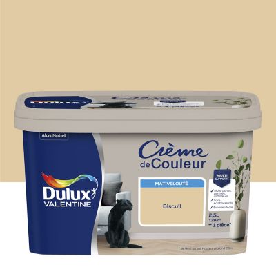 Peinture Crème De Couleur Dulux Valentine mat biscuit 2,5L
