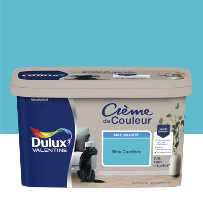 Peinture intérieure couleur Crème De Couleur Dulux Valentine mat bleu caraïbes 2.5L
