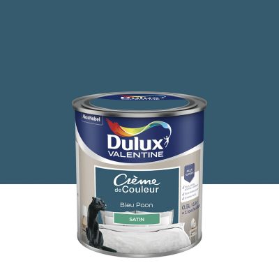 Peinture Crème de Couleur Dulux Valentine satin bleu paon 0,5L