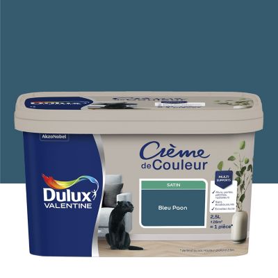 Peinture Crème De Couleur Dulux Valentine satin bleu paon 2,5L