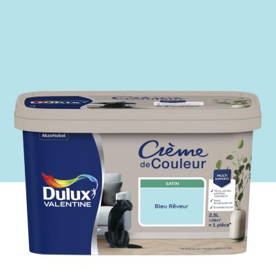 Peinture intérieure couleur Crème De Couleur Dulux Valentine satin bleu Rêveur 2.5L