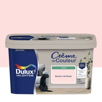 Peinture Crème De Couleur Dulux Valentine satin bouton de rose 2,5L