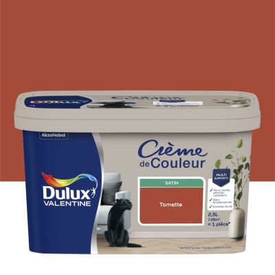 Peinture intérieure couleur Crème De Couleur Dulux Valentine satin rouge tomette 2.5L