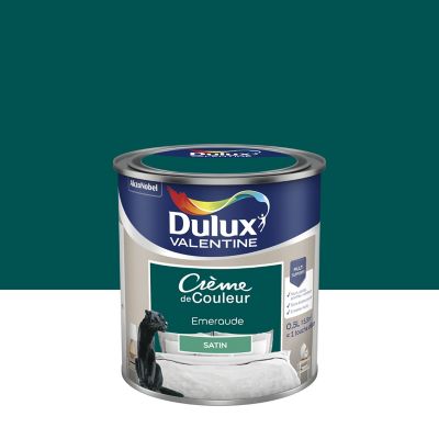 Peinture Crème de Couleur Dulux Valentine satin emeraude 0,5L