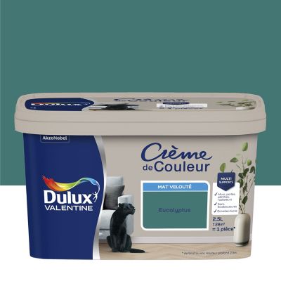 Peinture Crème De Couleur Dulux Valentine mat eucalyptus 2,5L