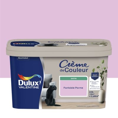 Peinture intérieure couleur Crème De Couleur Dulux Valentine satin rose fantaisie parme 2.5L