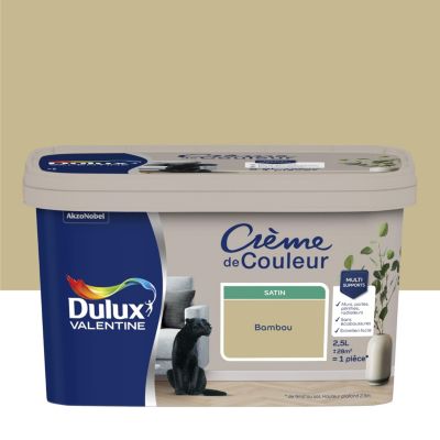Peinture intérieure couleur crème De Couleur Dulux Valentine satin vert Bambou 2.5L