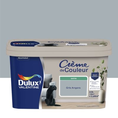 Peinture intérieure couleur Crème De Couleur Dulux Valentine satin gris Angora 2.5L
