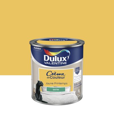 Peinture Crème de Couleur Dulux Valentine satin jaune printemps 0,5L
