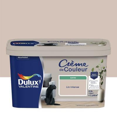 Peinture Crème De Couleur Dulux Valentine satin lin intense 2,5L