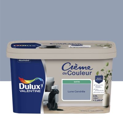 Peinture intérieure couleur Crème De Couleur Dulux Valentine satin gris Lune Cendrée 2.5L