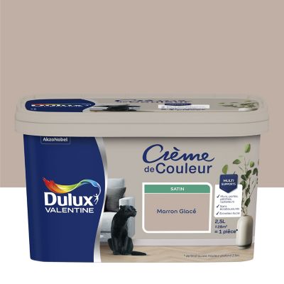 Peinture Crème De Couleur Dulux Valentine satin marron glacé 2,5L