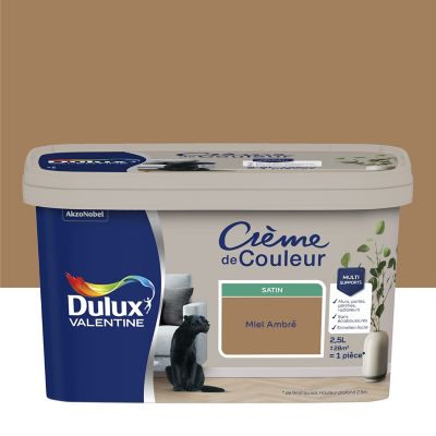 Peinture Crème De Couleur Dulux Valentine satin miel ambré 2,5L