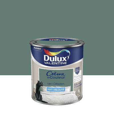 Peinture Crème de Couleur Dulux Valentine mat vert céladon 0,5L