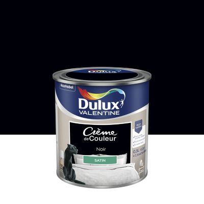 Peinture Crème de Couleur Dulux Valentine satin noir 0,5L